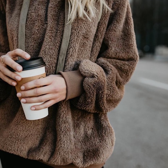 Cozy Warm Teddy Oversized Pullover Sweater Hoodie - Picture 3 of 6